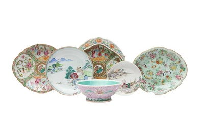 A GROUP OF CHINESE EXPORT FAMILLE-ROSE PORCELAIN 清十八至二十世紀 外銷粉彩瓷器一組