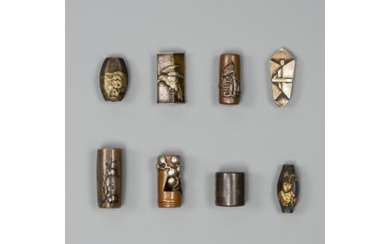 A GROUP OF EIGHT MIXED METAL OJIME