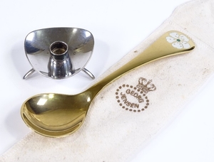 A Georg Jensen Danish sterling silver gilt spoon, with ename...
