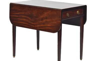 A George III mahogany Pembroke table, single end drawer on s...