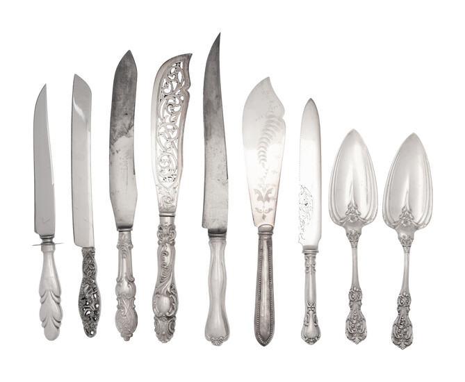 A Group of English and American Silver and Silver-Plate Flatware Articles