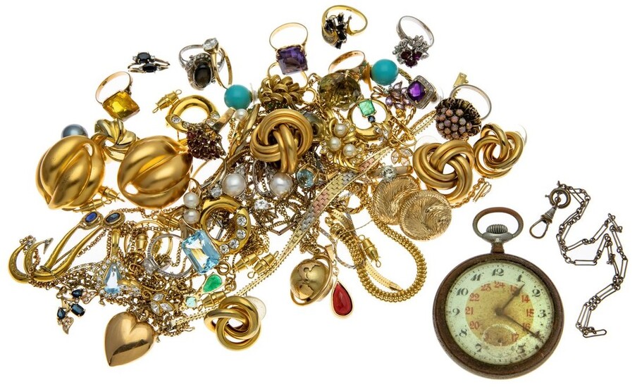 A Large Group of American and Continental Gold and Costume Jewelry As seen. Further inspection...