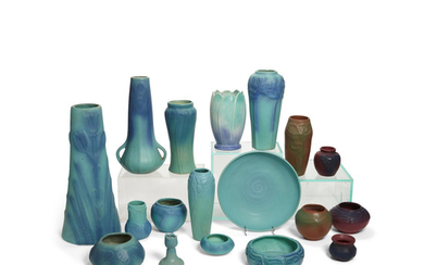 A Large Group of Van Briggle Glazed Ceramic Decorations