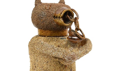 A Nottingham Brown Salt-Glaze Stoneware Bear Jug and Cover, circa...