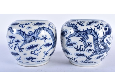 A PAIR OF 19TH CENTURY CHINESE BLUE AND WHITE PORCELAIN GLOB...