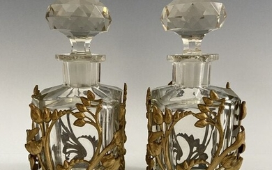 A PAIR OF ORMOLU AND BACCARAT GLASS PERFUME BOTTLES