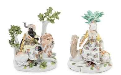 A Pair of Meissen Porcelain Figural Groups