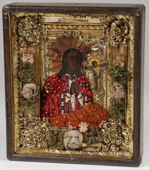 A RUSSIAN ICON OF THE AKHTUIRSKAYA MOTHER OF GOD