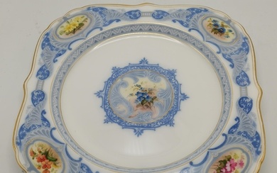A Royal Worcester square cabinet plate, 1923, with foliate d...