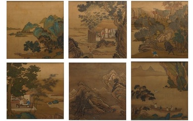 A SET OF SIX CHINESE SONG-STYLE 'LANDSCAPE' PAINTINGS