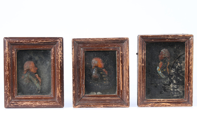 A SET OF THREE EARLY 19TH CENTURY WAX PORTRAITS OF BRITISH NAVAL OFFICERS (3).