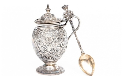 A Sterling Pedestal Cup And 900 Silver Spoon