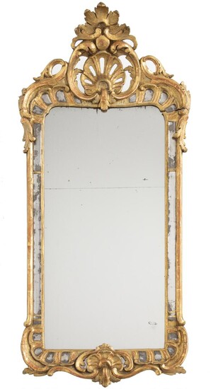 NOT SOLD. A Swedish Rococo giltwood mirror. Unsigned. Mid 18th century. H. 123 cm. D. 56 cm. – Bruun Rasmussen Auctioneers of Fine Art