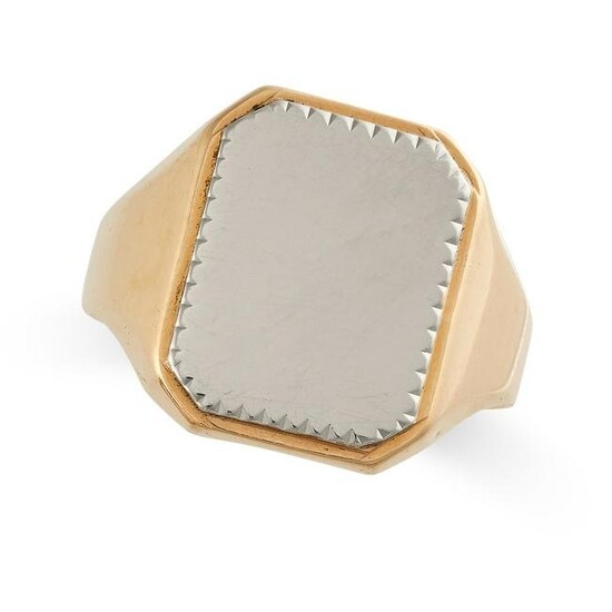A VINTAGE TWO COLOUR GOLD SEAL / SIGNET RING in 18ct