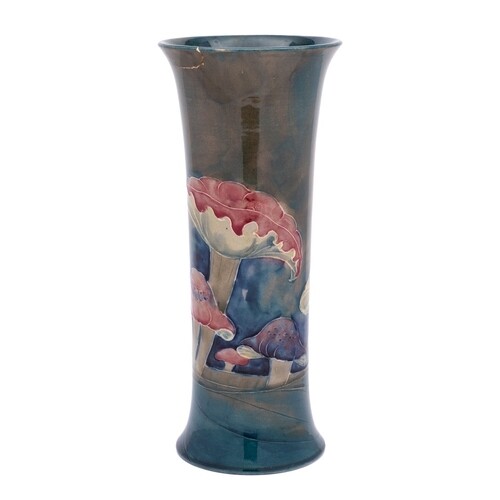 A William Moorcroft 'Claremont' vase: of waisted cylindrical...