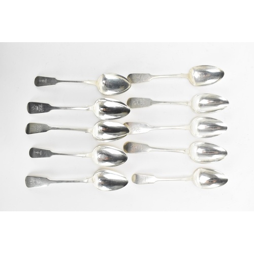 A collection of George III silver spoons, comprising six rat...