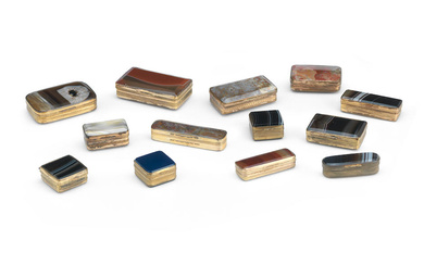 A collection of hardstone snuffboxes, vestas and toothpick boxes 19th...