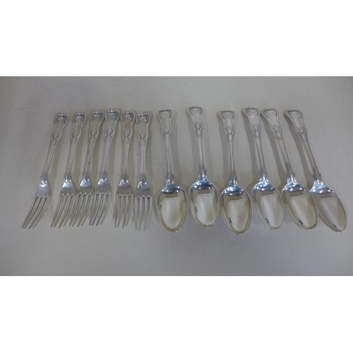 A good matched set of six Georgian silver dessert forks and ...