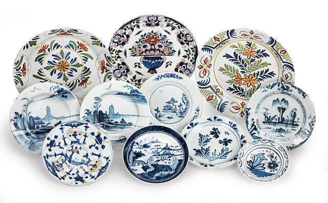 A group of 18th/19th century Delftware dishes