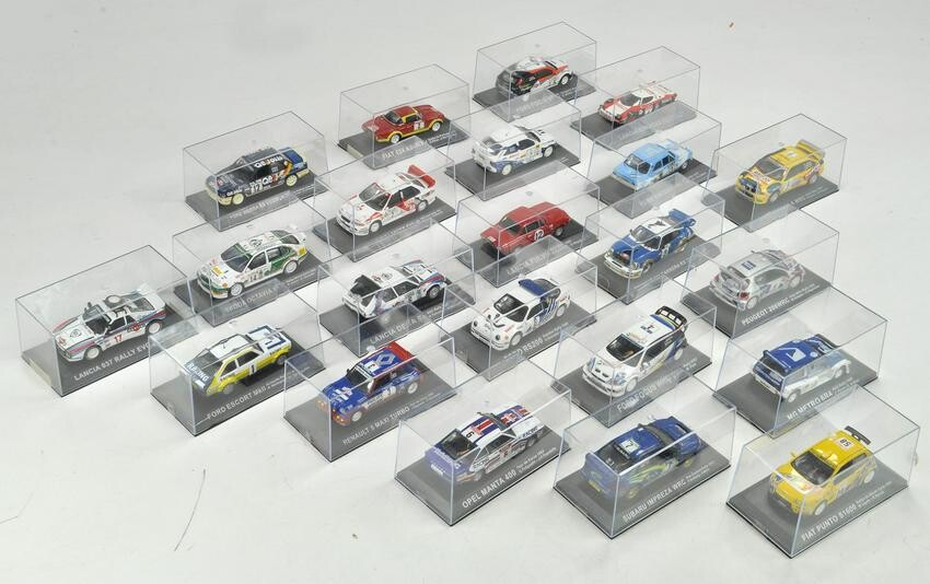 A group of 22 1/43 Diecast Rally Cars by Deagostini.