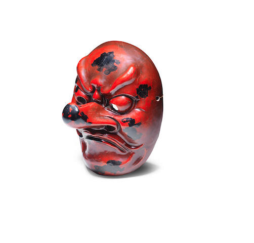 A lacquered-wood Noh mask of a tengu (mountain-dwelling demon)