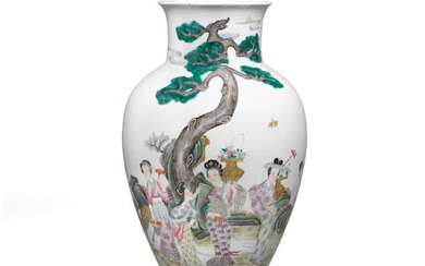 A large famille-rose 'Immortals' vase