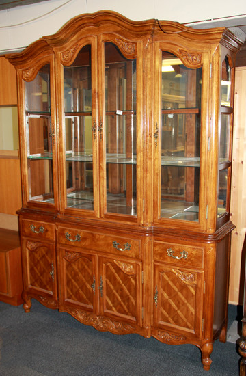 A large matching display cabinet, W. 155cm H. 205cm.