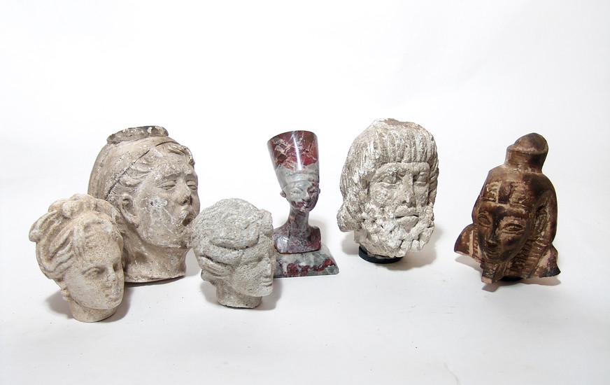 A nice group of 5 stone ancient-style heads/busts