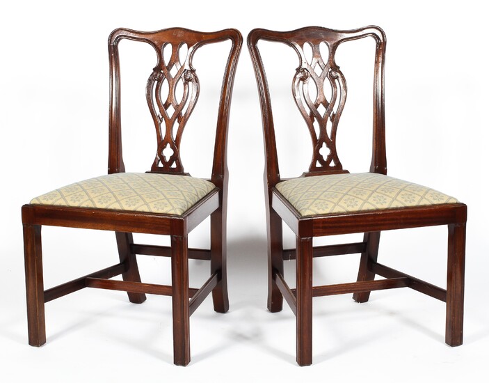 A pair of George III style mahogany dining chairs, 20th century