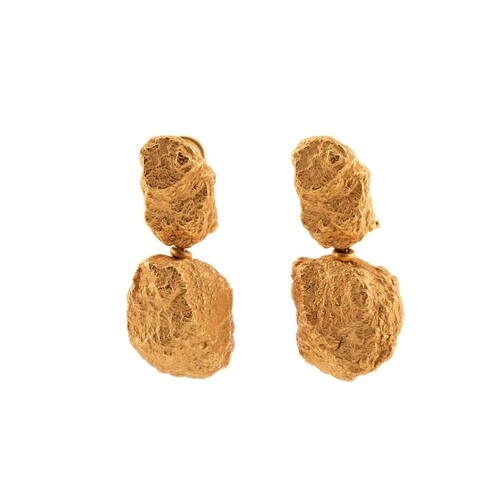 A pair of Roberto Coin 'Nugget' earrings, each earring consi...