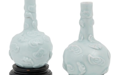 A pair of small Chinese porcelain bottle vases