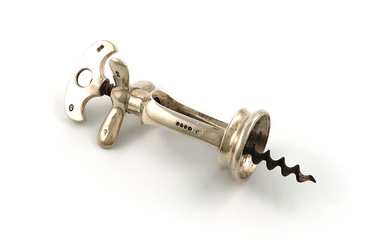 A rare Victorian silver open frame triple-nut fly corkscrew