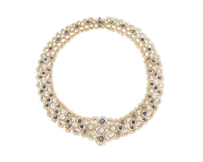A sapphire and diamond necklace