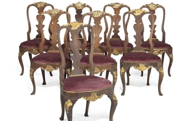 A set of eight chairs. 18th and 19th century. (8)