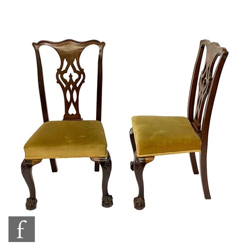 A set of six Chippendale style mahogany dining chairs, the p...