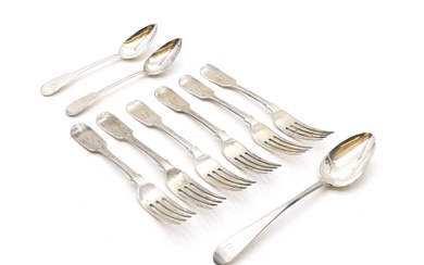 A set of six William IV silver table forks