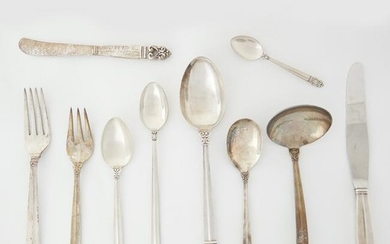 A sterling silver flatware service for six