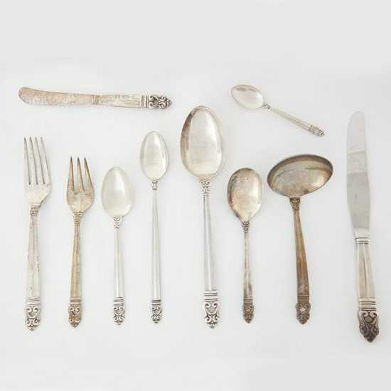 A sterling silver flatware service for six
