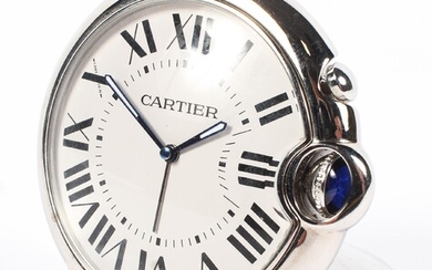 A vintage Cartier Ballon Bleu travel alarm clock