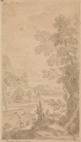 ADRIAEN VAN DER CABEL (Rijswijk 1631-1705 Lyon) A River Landscape with a Fisherman...