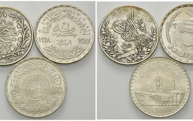 ÄGYPTEN, Abdul Hamid II., 1876-1909, 20 Qirsh AH 1293 Jahr 16 =1890; 2x Pound AH 1387 =1968 Assuan-Staudamm, AH 1359 =1970 Al Azhar Moschee