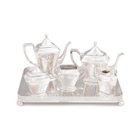 AN AMERICAN STERLING SILVER FIVE-PIECE COFFEE AND TEA SERVICE