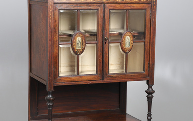 AN EARLY 20TH CENTURY MAPLE & CO ROSEWOOD CABINET.