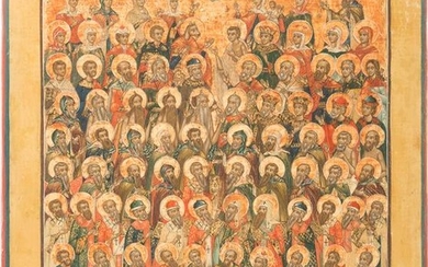 AN ICON SHOWING THE SYNAXIS OF SAINTS Russian, late