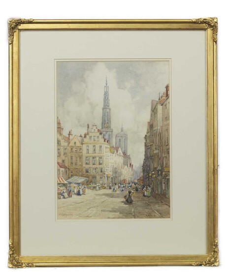 ANTWERP CATHEDRAL OF OUR LADY, A WATERCOLOUR BY J R MILLER