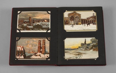 Album de cartes postales de Munich avant 1945, environ 105 cartes postales artistiques et topographiques...
