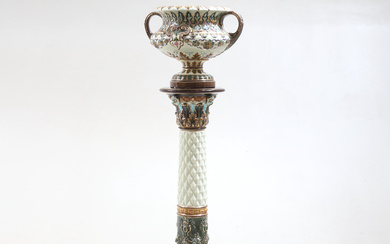 An 18th/20th century Majolica urn with pedestal, Rörstrand.