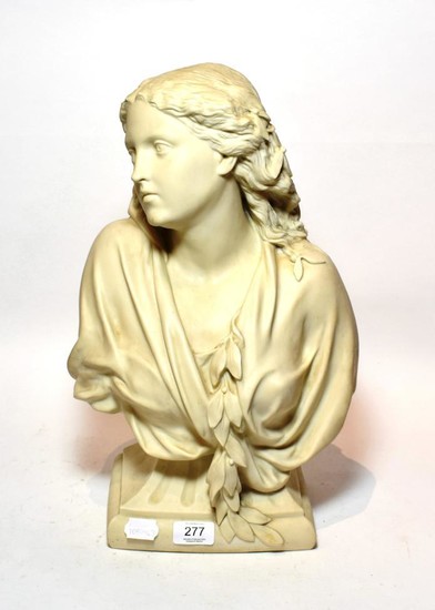 An early 20th century bisque bust of a lady