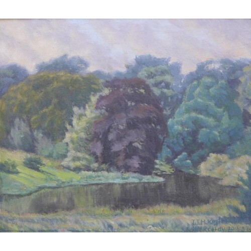 An oil on board of Kilmarnock Park, signed indistinctly and ...