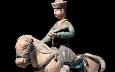 Ancient Chinese, Ming dynasty Pottery Equestrian Figure on Horse - Mastery of Ancient Chinese Potters! (No Reserve Price)